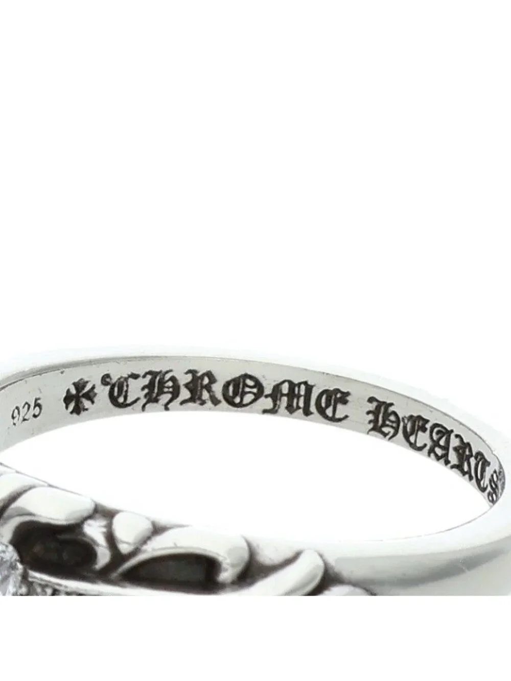 Chrome Hearts Baby Clsc P D Classic Floral Cross Pave Diamond Silver Ring